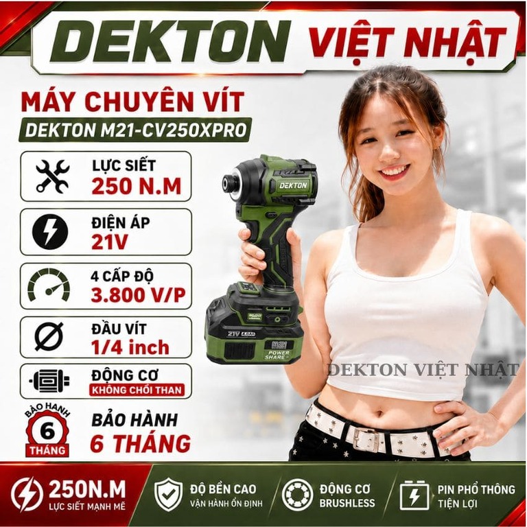 Máy chuyên vít Dekton M21-CV250XPRO