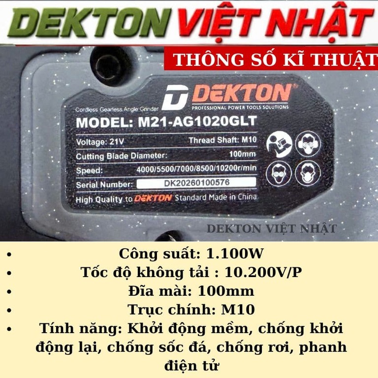Máy mài pin Dekton M21-AG1020GLT - Ảnh 3
