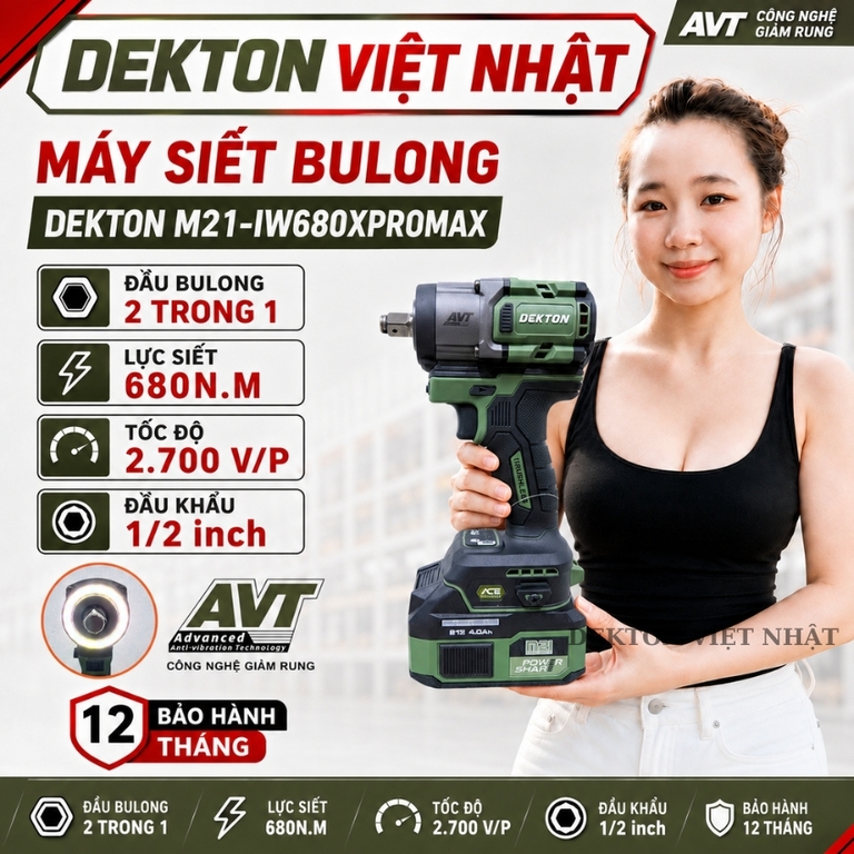 Máy siết bulong Dekton M21-IW680XPROMAX