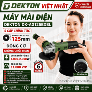 Máy mài góc Dekton DK-AG125BXBL 125mm - động cơ không chổi than, công suất tối đa: 1.000 - 2.000W, tốc độ không tải 11000v/p