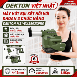 MÁY HÚT BỤI KHOAN DEKTON M21-DX2803XPRO, máy hút bụi kết nối máy khoan, tốc độ không tải 3600v/p