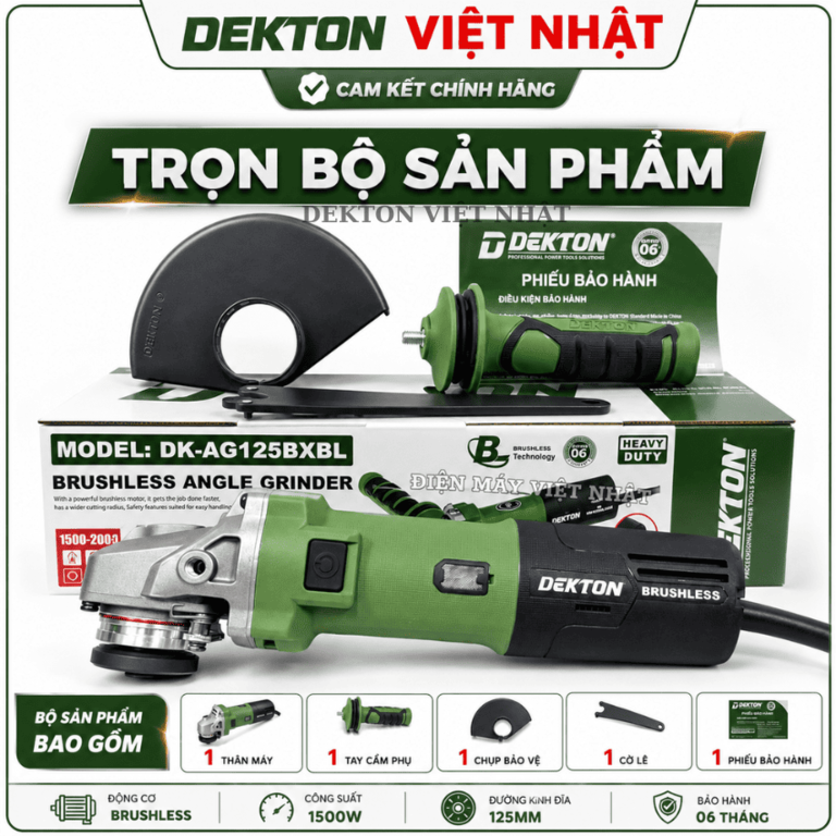 Máy mài góc Dekton DK-AG125BXBL 125mm - động cơ không chổi than, công suất tối đa: 1.000 - 2.000W, tốc độ không tải 11000v/p - Ảnh 2