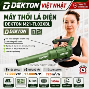 Máy thổi lá điện Dekton M21-TL02XBL, tốc độ tải 17.000v/p, lưu lượng 720m3/h
