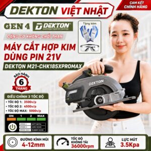 Máy cắt hợp kim dùng pin Dekton M21-CHK185XPROMAX động cơ không chổi than, 3 cấp chỉnh tốc, tốc độ không tải 3600rpm