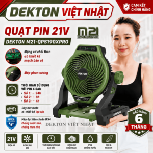 Quạt Pin Phun Sương DEKTON M21-QPS190XPRO 21V, 3 Cấp Độ Gió, Chống Nước IPX4