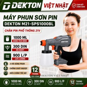 Máy phun sơn pin Dekton M21 - SPS1000BL, lưu lượng 9000l/p, độ nhớt 300din