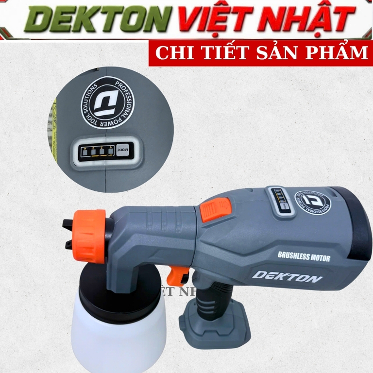 Máy phun sơn pin Dekton M21 - SPS1000BL, lưu lượng 9000l/p, độ nhớt 300din - Ảnh 5