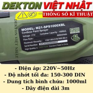 Alternative view of Máy phun sơn Dekton M21-SPS1000XBL, lưu lượng 900l/p, bảo hành 12 tháng